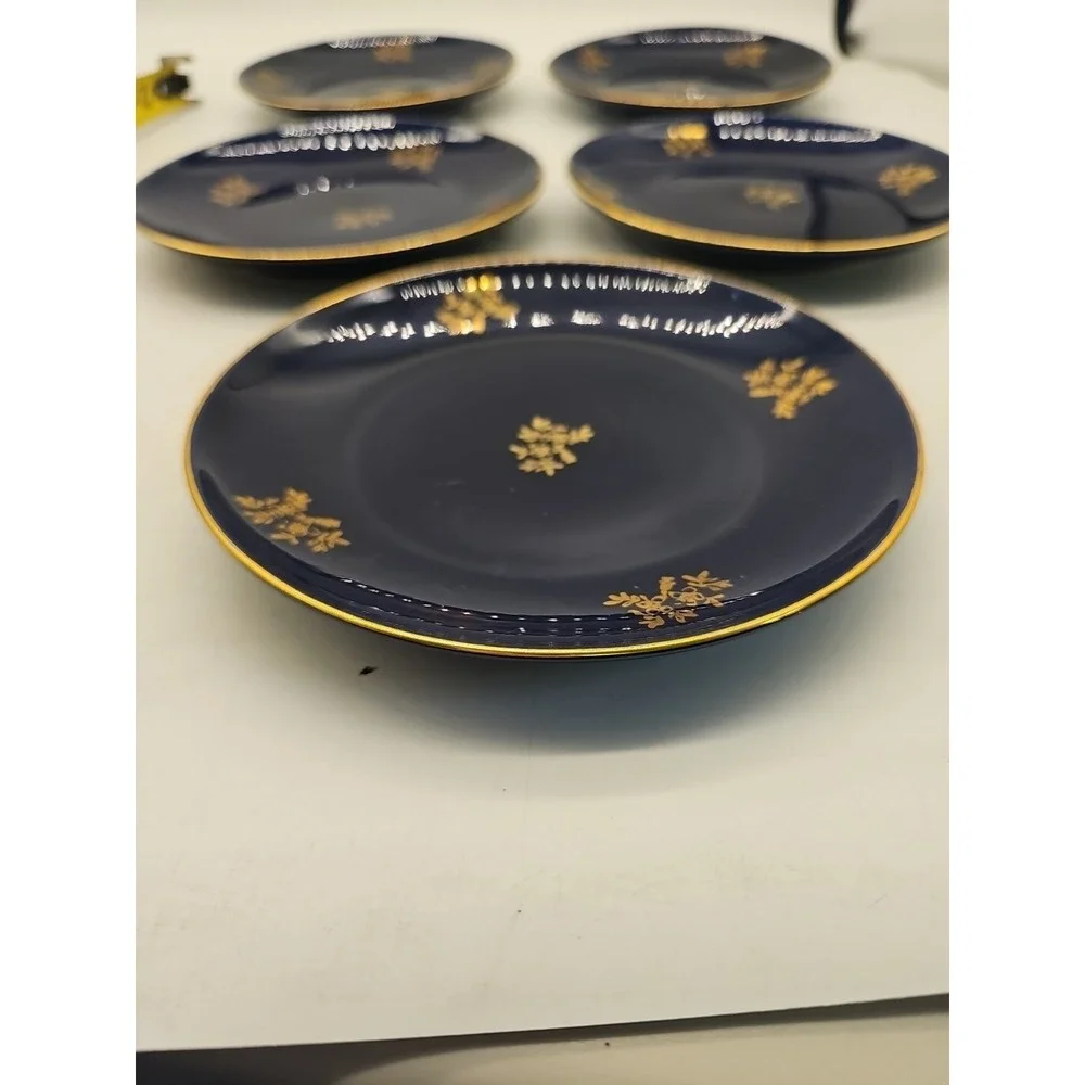 Pruszkow Polish COBALT BLUE AND GOLD Saucer 6 3/4‎ 